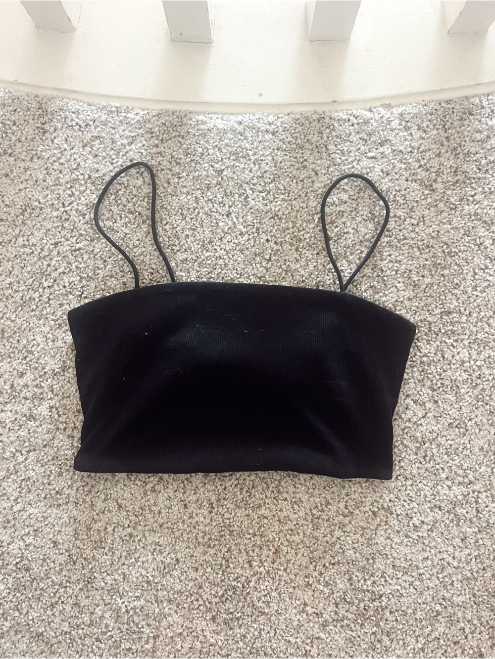 Black Ribbed Bandeau Crop Top